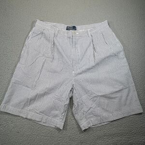 Polo‎ Ralph Lauren Shorts Men 34 Blue Chinos Seersucker Striped Golf Pleated